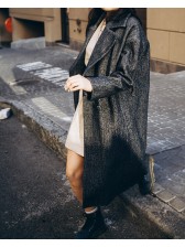 Довге жіноче пальто з поясом 4 ґудзика, денім